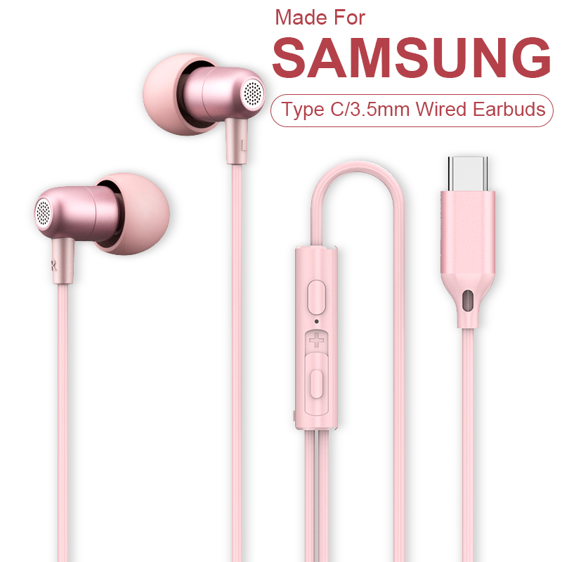 Type C Wired Earphones With Mic - Samsung Galaxy S26 S25 S24 Ultra用Type-C有線ヘッドホン、HiFiサラウンドサウンド、マイク付き、音楽、睡眠、スポーツ用ヘッドセット、iPhone
