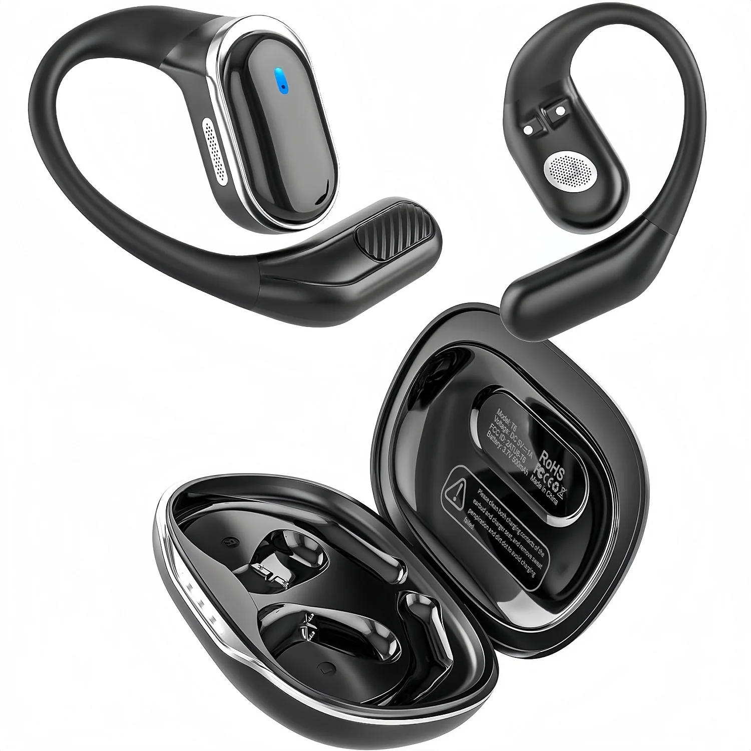 Type C Wired Earphones With Mic - Bluetoothイヤホン ワイヤレスヘッドホン マイク付き 空気伝導 イヤーフック ヘッドセット