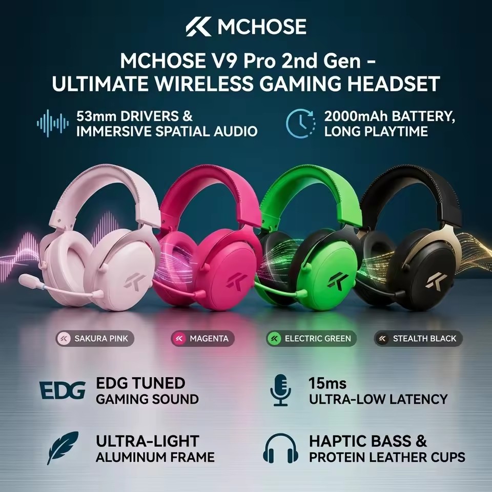 MCHOSE V9 Pro 2 Eスポーツ対応 ワイヤレスゲ - Anc Wireless Over Ear Headphones のレビューと価格